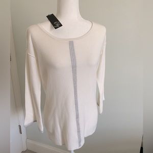 Tunic off-white sweater with grey/silver detailing. New with tags. Size Medium.